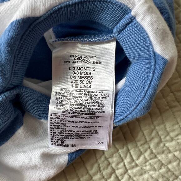 Baby Gap Brannan Bear Stripe Bodysuit Blue Size 0-3 Months - Picture 7 of 8